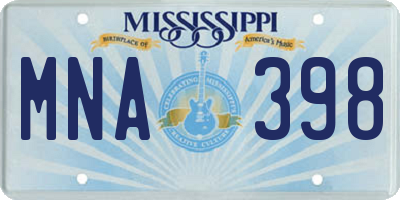 MS license plate MNA398