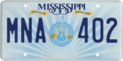 MS license plate MNA402