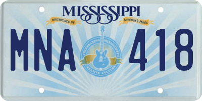 MS license plate MNA418