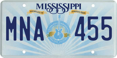 MS license plate MNA455