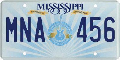MS license plate MNA456
