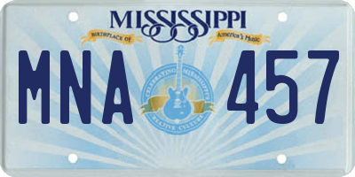 MS license plate MNA457