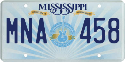 MS license plate MNA458