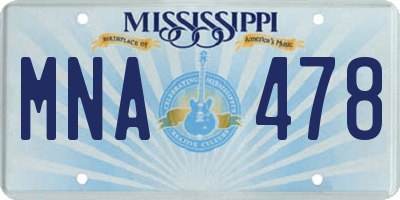 MS license plate MNA478