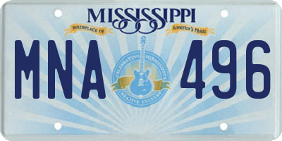 MS license plate MNA496