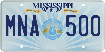MS license plate MNA500