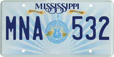 MS license plate MNA532