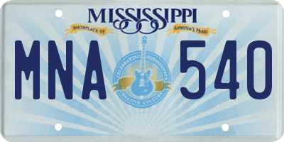MS license plate MNA540