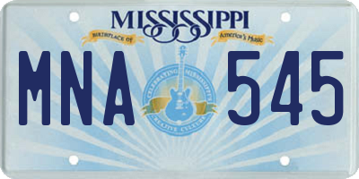 MS license plate MNA545
