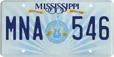 MS license plate MNA546
