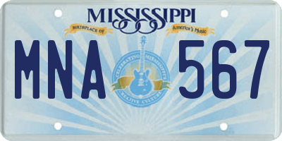MS license plate MNA567