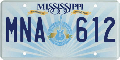 MS license plate MNA612