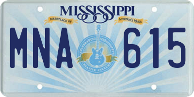 MS license plate MNA615