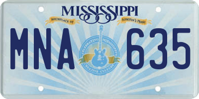 MS license plate MNA635