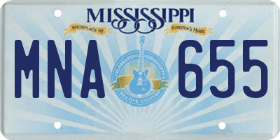 MS license plate MNA655