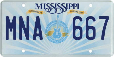 MS license plate MNA667