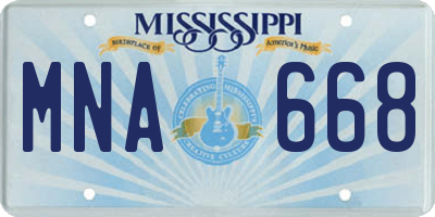 MS license plate MNA668