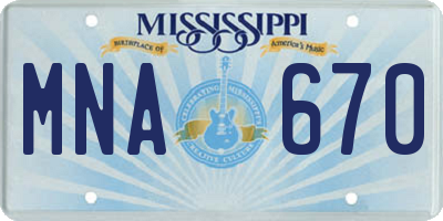 MS license plate MNA670