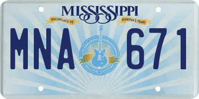 MS license plate MNA671
