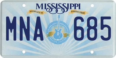 MS license plate MNA685