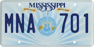 MS license plate MNA701