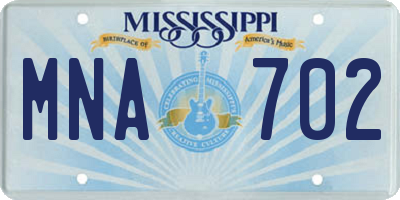 MS license plate MNA702