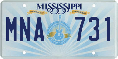 MS license plate MNA731