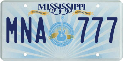 MS license plate MNA777
