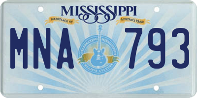 MS license plate MNA793