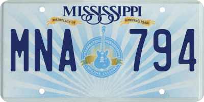 MS license plate MNA794
