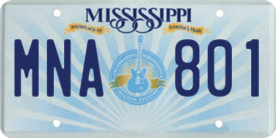 MS license plate MNA801