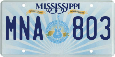 MS license plate MNA803