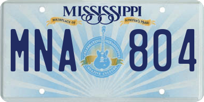 MS license plate MNA804