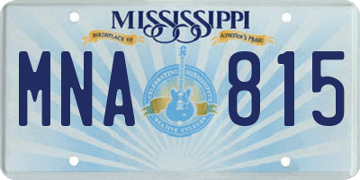 MS license plate MNA815