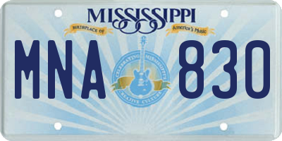 MS license plate MNA830