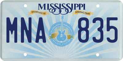 MS license plate MNA835