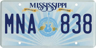 MS license plate MNA838