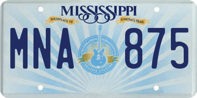 MS license plate MNA875