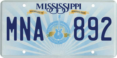 MS license plate MNA892