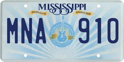 MS license plate MNA910