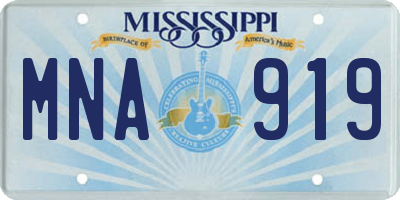 MS license plate MNA919
