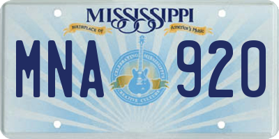 MS license plate MNA920