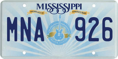 MS license plate MNA926