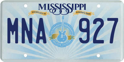 MS license plate MNA927
