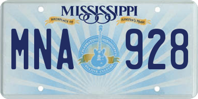 MS license plate MNA928