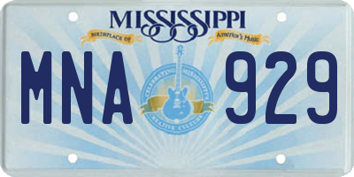 MS license plate MNA929
