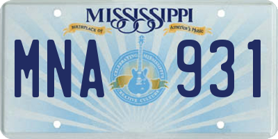 MS license plate MNA931
