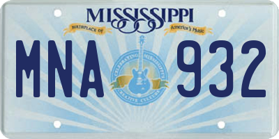 MS license plate MNA932