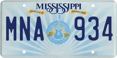 MS license plate MNA934