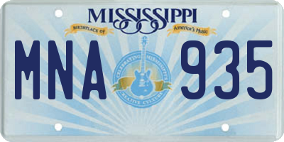 MS license plate MNA935